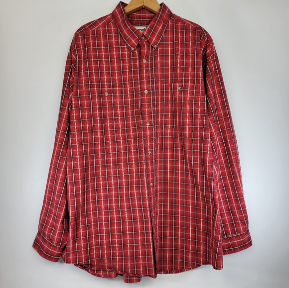 Wrangler Mens XXL Rugged Wear  Plaid Long Sleeve Front Pockets Button Down Shirt - Picture 1 of 9